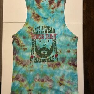 Willie Nelson Next Level Apparel Blue Muscle Tee Sleeveless Tank Top